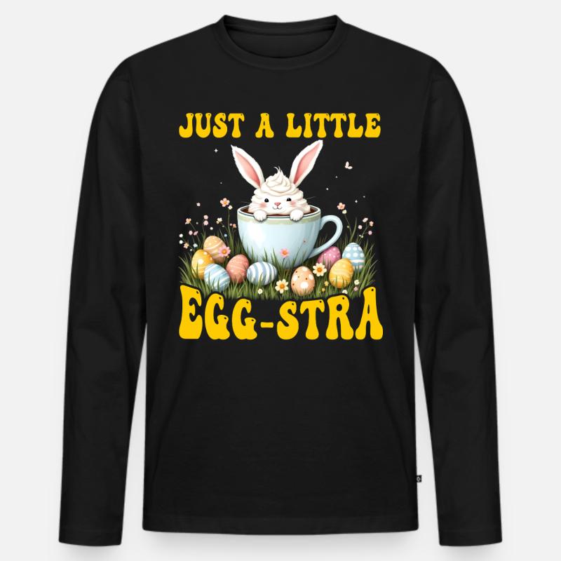 Nur ein bisschen Egg-stra - Männer Premium Bio Langarmshirt - Schwarz