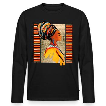 Vibes africaines - T-shirt manches longues Premium bio Homme - noir - Devant - Nico (187cm)