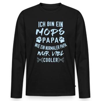Hunde Shirt ● Cooler Normaler Mops Papa ● Geschenk - Männer Premium Bio Langarmshirt - Schwarz - Vorne - Nico (187cm)
