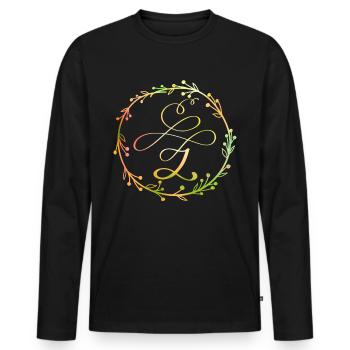 Monogram, letter Z, calligraphy ornament - Men's Premium Organic Long Sleeve Shirt - black - Front - Nico (187cm)