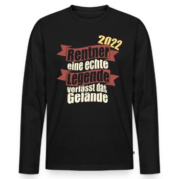 Rentner 2022 Eine Legende verlässt das Gelände - Männer Premium Bio Langarmshirt - Schwarz - Vorne - Nico (187cm)