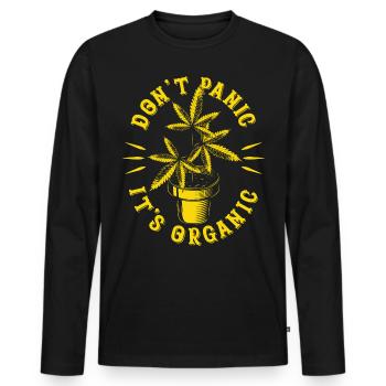 Cannabis Biologique - T-shirt manches longues Premium bio Homme - noir - Devant - Nico (187cm)