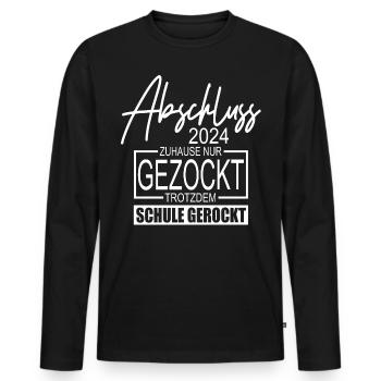 Abschluss 2024 - Männer Premium Bio Langarmshirt - Schwarz - Vorne - Nico (187cm)