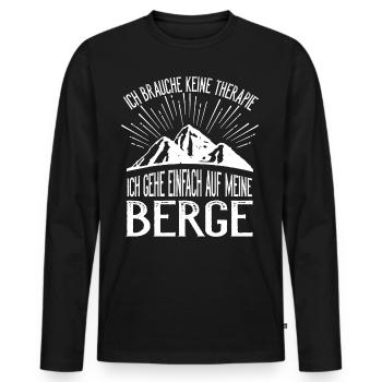 Berge sind meine Therapie - Männer Premium Bio Langarmshirt - Schwarz - Vorne - Nico (187cm)