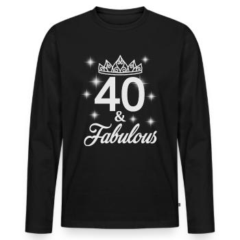 Anniversaire - Chemise Age ● Fabulous 40 ● Gift - T-shirt manches longues Premium bio Homme - noir - Devant - Nico (187cm)
