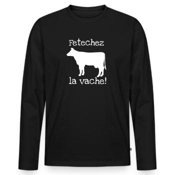 Fetchez la Vache - T-shirt manches longues Premium bio Homme - noir - Devant - Nico (187cm)