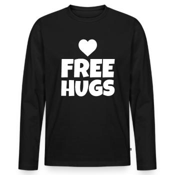 FREE HUGS - Männer Premium Bio Langarmshirt - Schwarz - Vorne - Nico (187cm)