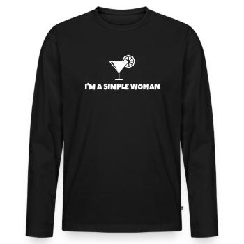 IM A SIMPLE WOMAN - Männer Premium Bio Langarmshirt - Schwarz - Vorne - Nico (187cm)