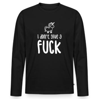 i dont give a fuck - Männer Premium Bio Langarmshirt - Schwarz - Vorne - Nico (187cm)