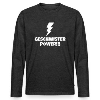 Siblings Power!!! - Men's Premium Organic Long Sleeve Shirt - heather anthracite - Front - Nico (187cm)
