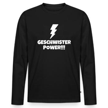 Siblings Power!!! - Men's Premium Organic Long Sleeve Shirt - black - Front - Nico (187cm)
