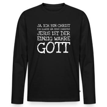 Ja Ich Bin Christ Ich Glaube An Jesus Christus Jes - Männer Premium Bio Langarmshirt - Schwarz - Vorne - Nico (187cm)