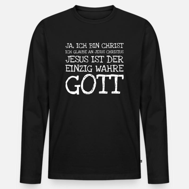 Ja Ich Bin Christ Ich Glaube An Jesus Christus Jes - Männer Premium Bio Langarmshirt - Schwarz