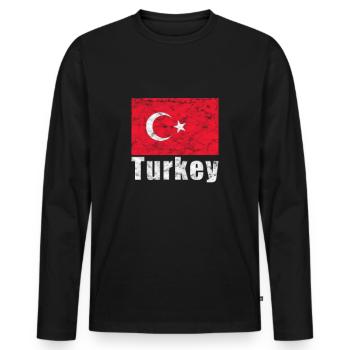 Turkish flag - Men's Premium Organic Long Sleeve Shirt - black - Front - Nico (187cm)
