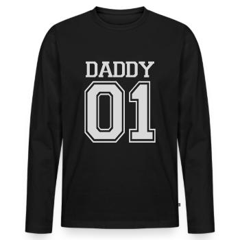 Daddy 01 - Partnerlook Papa Père - Fille fils - T-shirt manches longues Premium bio Homme - noir - Devant - Nico (187cm)