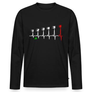 Moto battement de coeur 6 vitesses Circuit Superbike - T-shirt manches longues Premium bio Homme - noir - Devant - Nico (187cm)