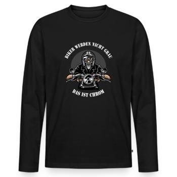 Les motards rétro ne deviennent pas gris, c'est du chrome - T-shirt manches longues Premium bio Homme - noir - Devant - Nico (187cm)