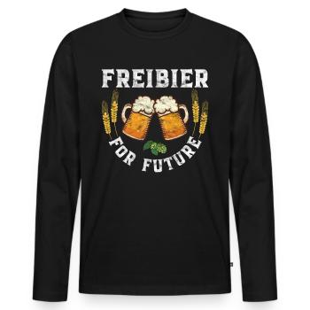 Freibier for Future Bier Deko Wiesn - Männer Premium Bio Langarmshirt - Schwarz - Vorne - Nico (187cm)