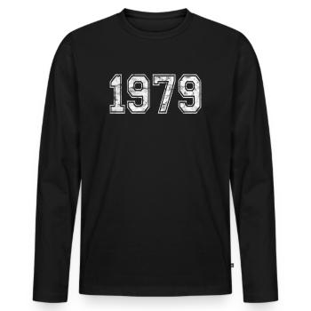 Geburtstag 1979 Jahr 1979 Retro Vintage - Männer Premium Bio Langarmshirt - Schwarz - Vorne - Nico (187cm)
