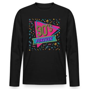 90s Forever 90er Jahre Party 90's Kostüm - Männer Premium Bio Langarmshirt - Schwarz - Vorne - Nico (187cm)
