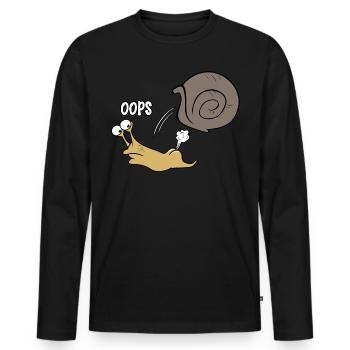 Schnecke oops - Männer Premium Bio Langarmshirt - Schwarz - Vorne - Nico (187cm)