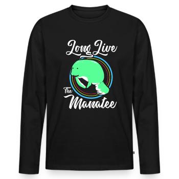 Manatee Dugong Sea Pig Sirenia Manatee - Men's Premium Organic Long Sleeve Shirt - black - Front - Nico (187cm)