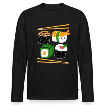 Sushi - T-shirt manches longues Premium bio Homme - noir - Devant - Nico (187cm)