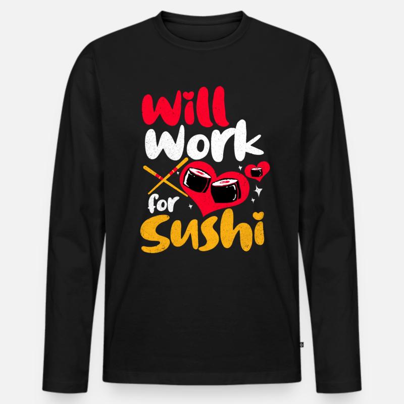 Sushi - Männer Premium Bio Langarmshirt - Schwarz