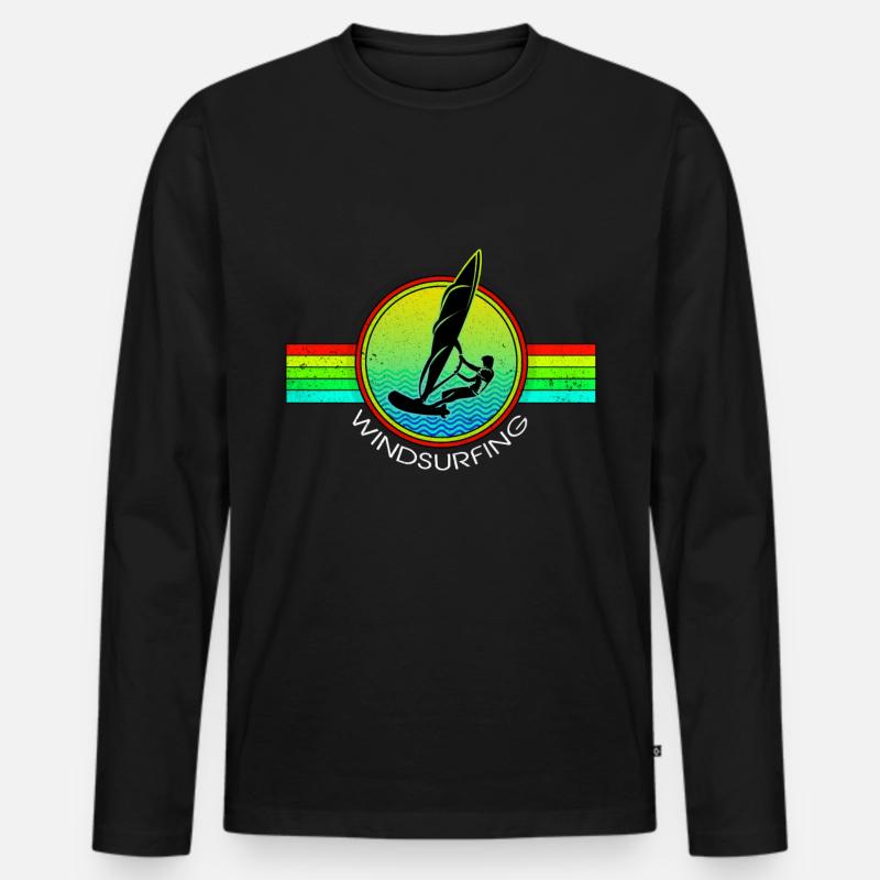 Windsurfen - Männer Premium Bio Langarmshirt - Schwarz