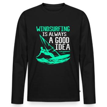 Windsurfing - Men's Premium Organic Long Sleeve Shirt - black - Front - Nico (187cm)
