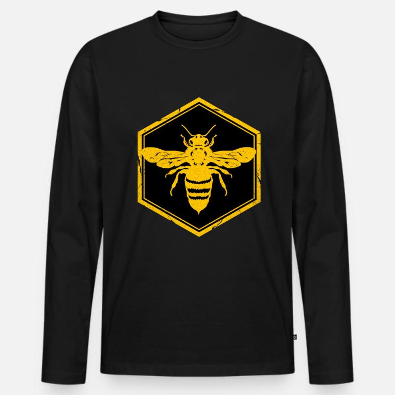 Biene - Männer Premium Bio Langarmshirt - Schwarz