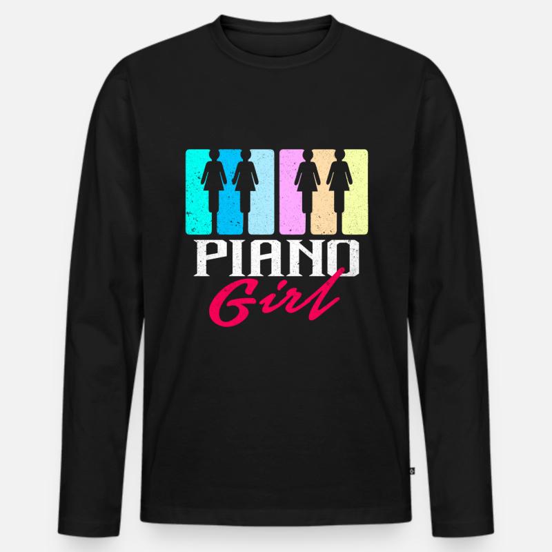 Piano - Männer Premium Bio Langarmshirt - Schwarz