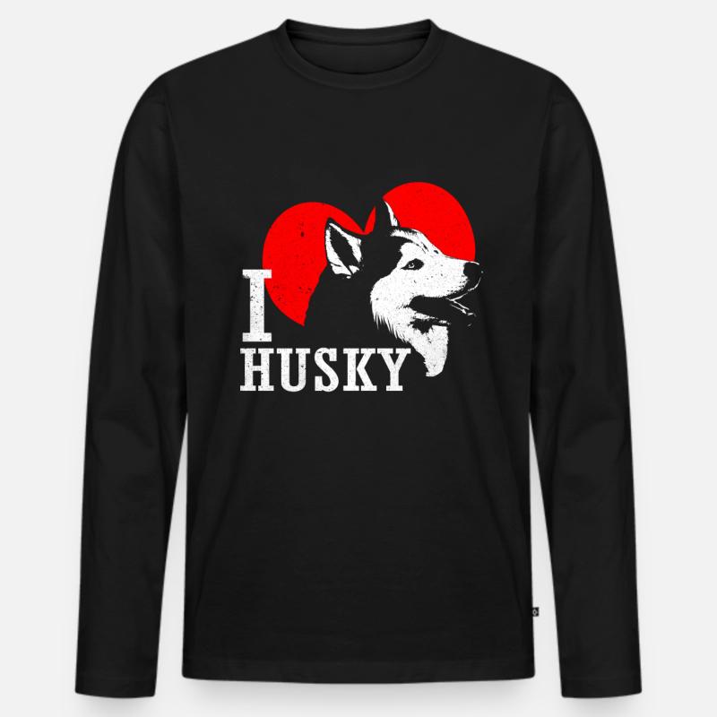 Husky - Männer Premium Bio Langarmshirt - Schwarz