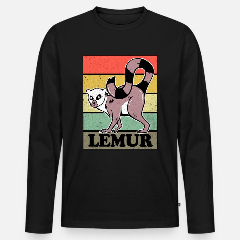 Lemur - Männer Premium Bio Langarmshirt - Schwarz