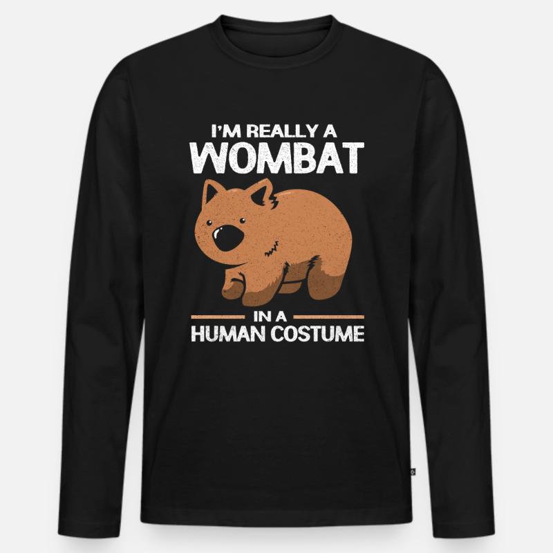Wombat - Männer Premium Bio Langarmshirt - Schwarz
