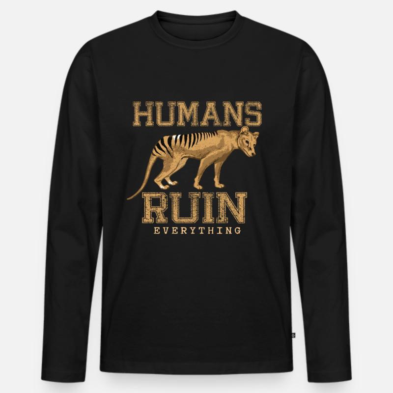 Tasmanischer Tiger Geschenk - Männer Premium Bio Langarmshirt - Schwarz