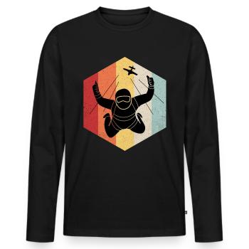 Parachuting - Men's Premium Organic Long Sleeve Shirt - black - Front - Nico (187cm)
