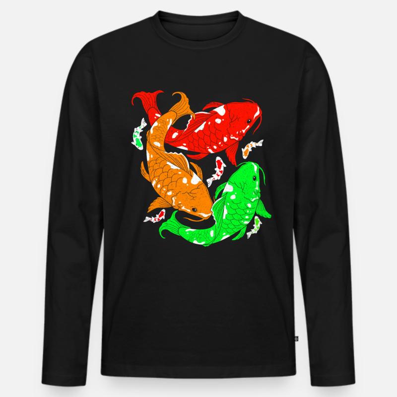 Koi - Männer Premium Bio Langarmshirt - Schwarz