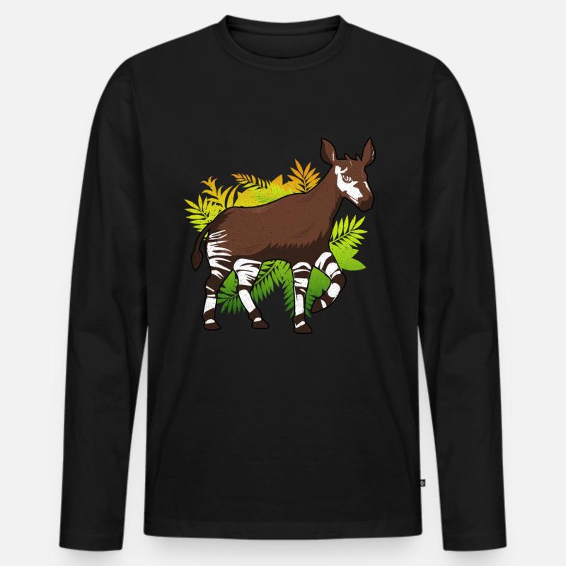 Okapi - Männer Premium Bio Langarmshirt - Schwarz