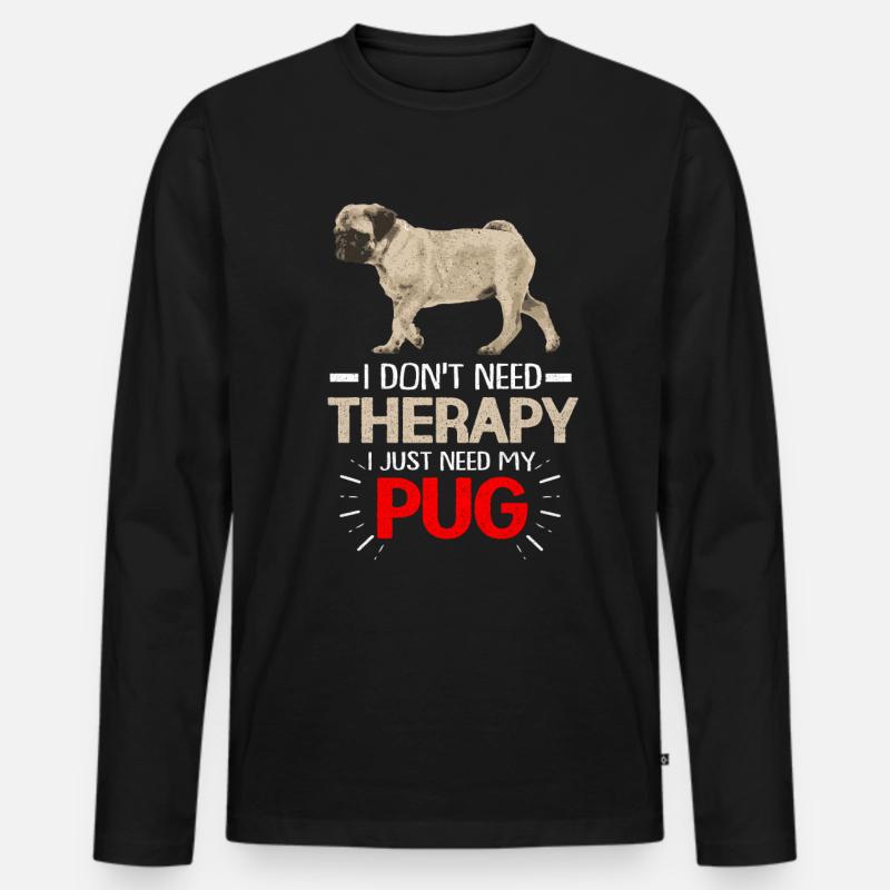 Mops - Männer Premium Bio Langarmshirt - Schwarz