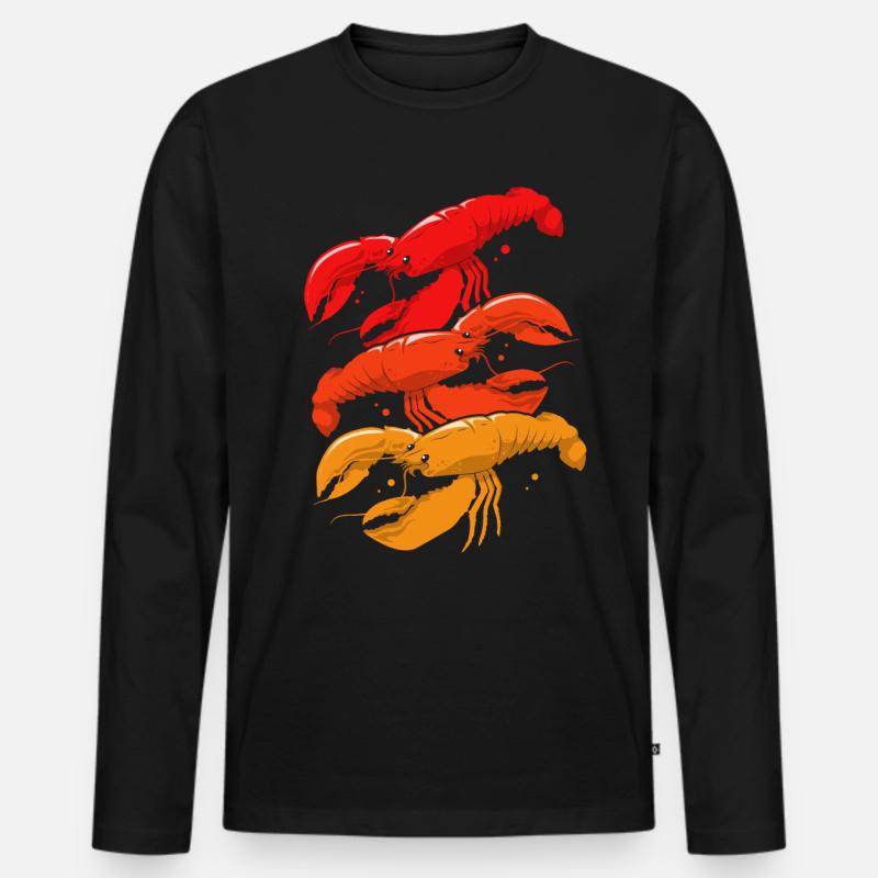 Hummer Shrimp Languste Krebs Meeresfrüchte - Männer Premium Bio Langarmshirt - Schwarz