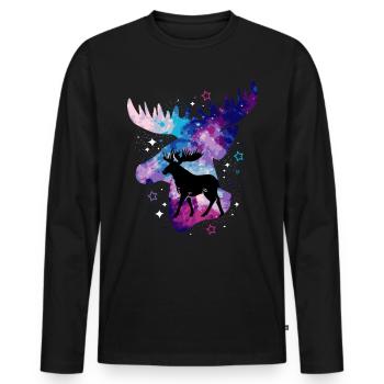 Elk Moose Deer Antler Reindeer Deer Gift - Men's Premium Organic Long Sleeve Shirt - black - Front - Nico (187cm)