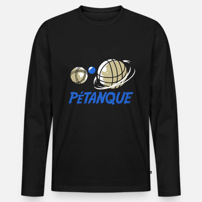 Pétanque - Männer Premium Bio Langarmshirt - Schwarz