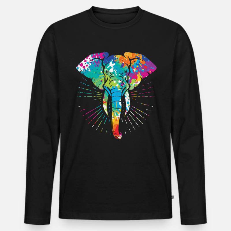 Elefant - Männer Premium Bio Langarmshirt - Schwarz
