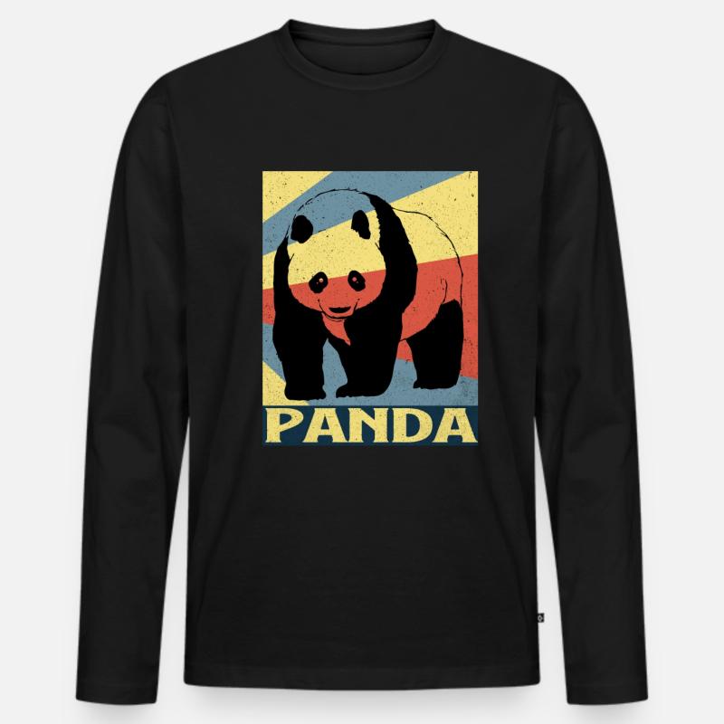 Panda - Männer Premium Bio Langarmshirt - Schwarz