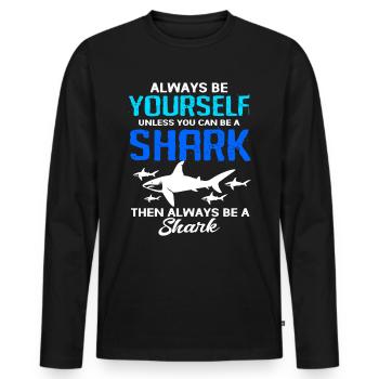 Hai Fisch Haifisch Haifischflosse Haie Ozean - Männer Premium Bio Langarmshirt - Schwarz - Vorne - Nico (187cm)
