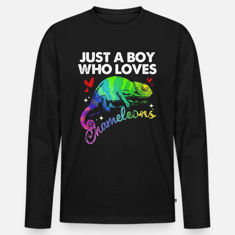 Chamäleon - Männer Premium Bio Langarmshirt - Schwarz