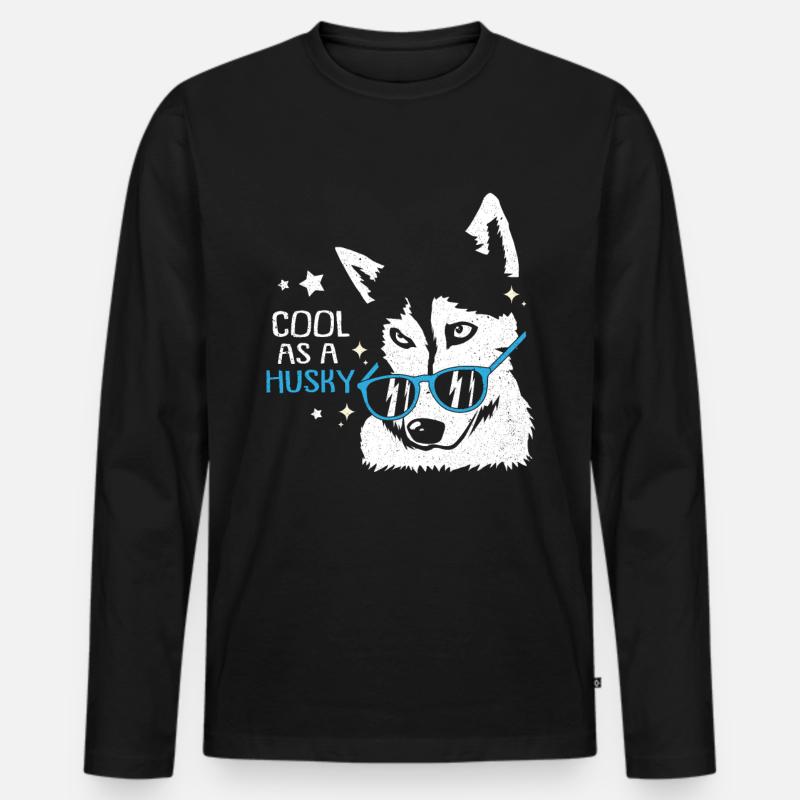 Husky - Männer Premium Bio Langarmshirt - Schwarz