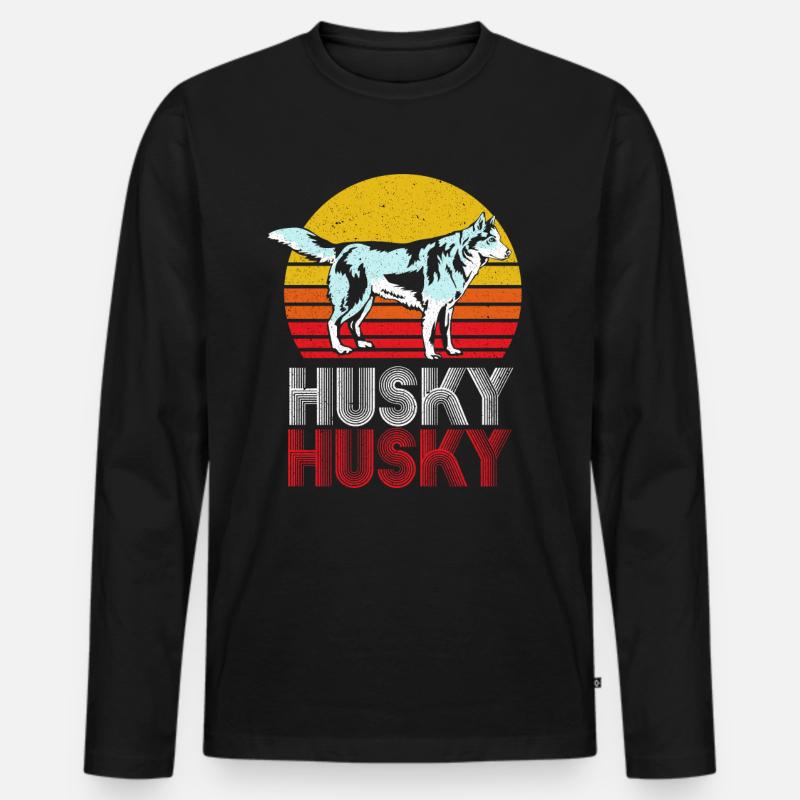Husky - Männer Premium Bio Langarmshirt - Schwarz