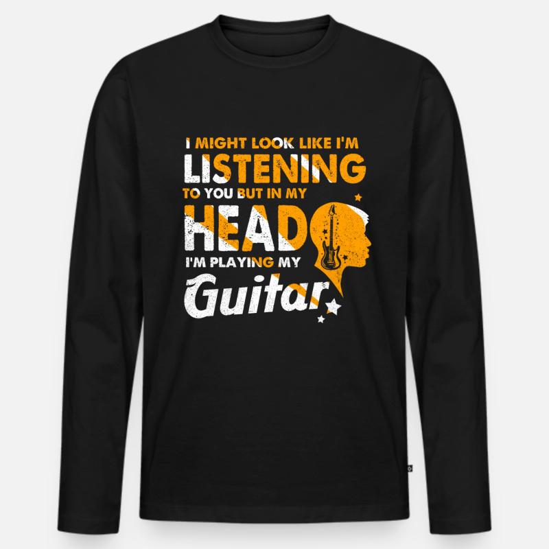 Gitarre - Männer Premium Bio Langarmshirt - Schwarz